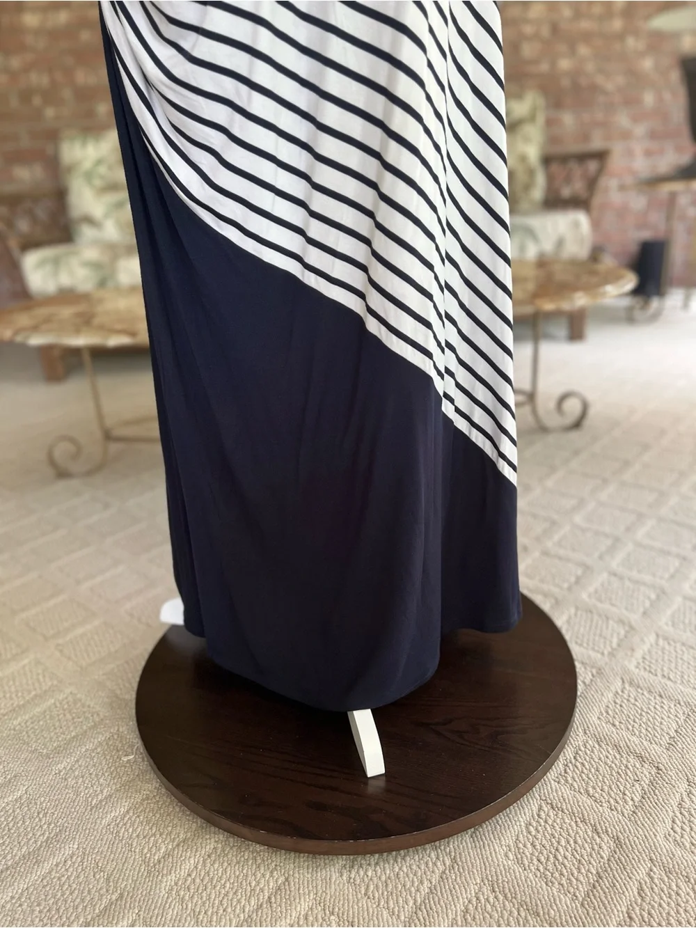 Soft Surroundings Vela Infinity Navy Blue White Striped Ruched Maxi Dress 3X